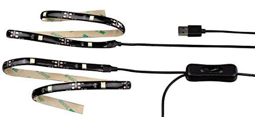Del Design LED-licht strip voor TV - 60x LED - TV Relax LED-band met USB-poort (2x 50 cm) wit - USB-aansluiting