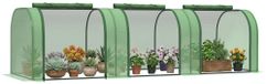 Serre avec couverture en film - Serre avec trois volets roulants - Film plastique durable - Cadre en acier - 2,95 x 1 x 0,8 mètre - Vert foncé