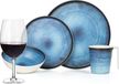 Set de vaisselle de camping en mélamine 4 personnes Deep Ocean + 4 verres à vin rouge Tiamo rouge
