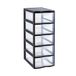 SUNDIS Orgamix, tour de rangement en plastique, noir, 5 tiroirs transparents, papier A4, hauteur 61 cm