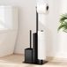 Unyqoos Toiletrolhouder vrijstaand met borstel en glazen plank in mat zwart design