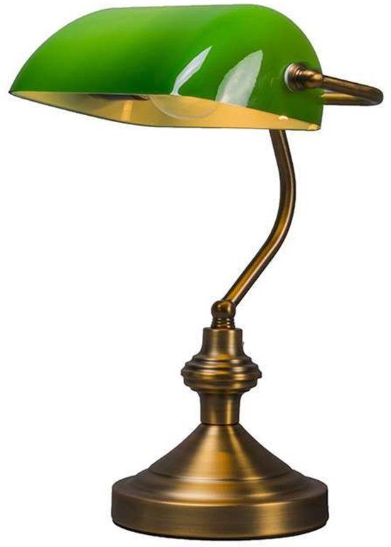 QAZQA Banker - Klassieke Notarislamp - Groen - 1 lichts - H 350 mm