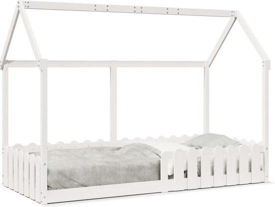 vidaXL Bedhuis - Wit - Massief Grenenhout - 90x200 cm