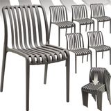 Tectake Set van 6 Tuinstoelen Alcudia - Antraciet