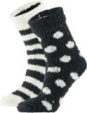 Apollo bedsokken / huissokken - dames - 2-pack - zwart/wit - one size - Slaapsokken - Slofsokken