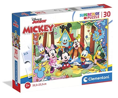 Clementoni - Puzzel Mickey Disney 30 Pzs Does Not Apply Supercolor Mickey-30 stukjes, 3 jaar kinderen, cartoon-design, gemaakt in Italië, 20269, meerkleurig, medium