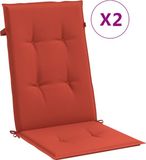 vidaXL - Stoelkussens - 2 stuks - Hoge rug - 120x50x4 cm - Stof - Gemêleerd - Rood
