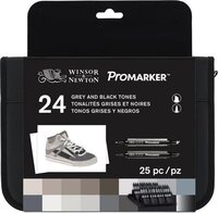 Winsor & Newton Promarker Black and Greys Etui 24 stuks