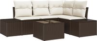 vidaXL Tuinbank Set met Opslag Bruin en Crème Poly Rattan