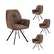 MEUBLE COSY Set van 4 eetkamerstoelen, 360 graden draaibaar, vintage stoel met rugleuning en armleuningen, voor woonkamer, keuken, kantoor, gevoerde zitting van fluweel, metalen poten, bruin