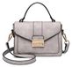Sac à main femme - Sac bandoulière et sac à main - Petit - Carré - Fabriqué en polyuréthane - Avec poignée - Gris