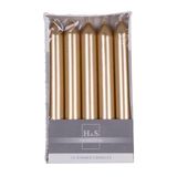 DONAU HOME Gladde gelakte staafkaarsen, goud, 10 stuks in doos, 17 x 2 cm, ongeparfumeerd, cilindrische, tafelkaarsen voor decoratie in de woonkamer, badkamer, 6 uur brandduur