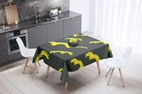 Bonamaison Tafelkleed, Anti-Mold, Sneldrogend, Waterdicht, 100% Polyester Tafellaken, Neon Geel, Rook, 140 x 140 Cm