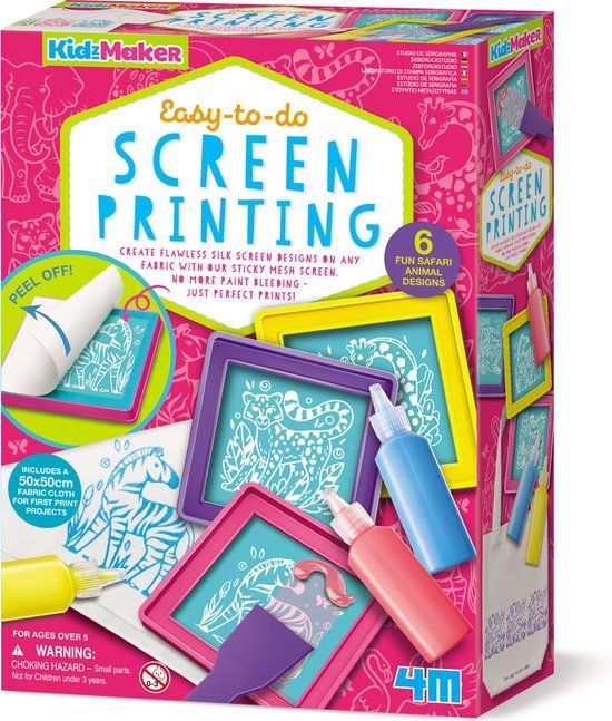 4M Knutselen - Zeefdruk Voor Kinderen - Creatief Speelgoed - Hobbypakket - KidzMaker Art Kit - 5 Jaar