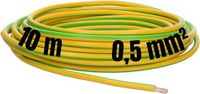 Kalitec 10 meter H05V-K 0,5 mm² groen/geel I kabel 0,5 mm2 als aansluitkabel I flexibele kernkabel PVC enkelader I meeraderig I schakeldraad