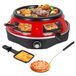 Todeco Elektrische pizzaoven 3-in-1 voor 6 personen, 1200 W, met 6 mini-pizzaschep, 6 kaaspannen, afneembare ovenschaal, voor mini-pizza met een diameter van 10 cm, grillen en pannenkoeken