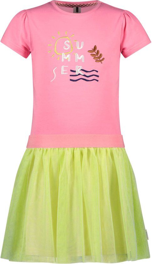 B. Nosy Y403-5874 Meisjes Jurk - Sugar Pink - Maat 104 - Korte mouw - Ronde hals - Casual