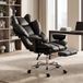 Fauteuil de direction en similicuir, supportant jusqu'à 180 kg, grand fauteuil de bureau avec ressorts ensachés et fonction inclinable, noir