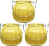 Merkloos Decoris Citronella Kaarsen - 3x - Gekleurd Glas - 15 Branduren - 8 cm - Geel