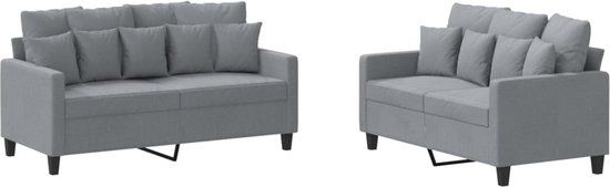 vidaXL 2-delige Loungeset met kussens stof lichtgrijs