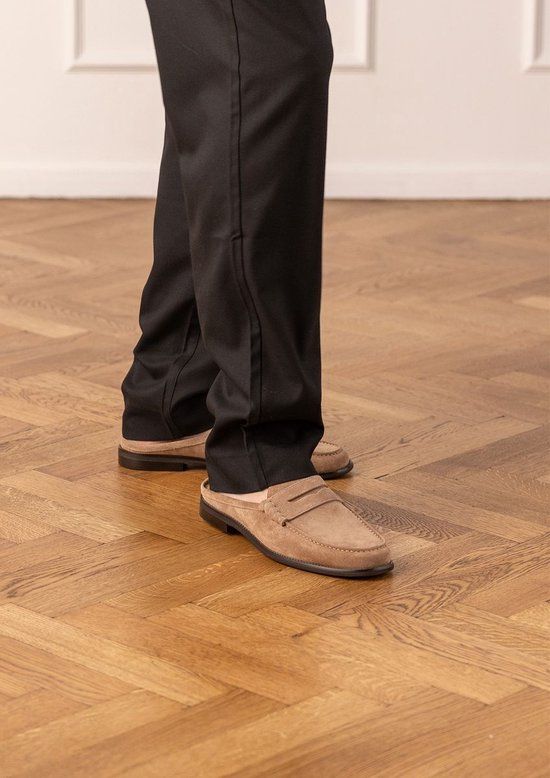 Manfield Heren Taupe Suède Loafers Maat 44