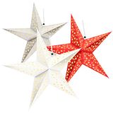 COM-FOUR® 3D lichtster in drie formaten, met LED's - Kerstster met LED-verlichting en timer - Premium papieren ster om op te hangen