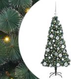 vidaXL Kunstkerstboom met verlichting en ballenset groen 120 cm PET