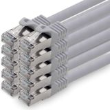 1aTTack.de 5m CAT7 LAN-netwerkkabel RJ45 10 Gigabit, 10 stuks - grijs