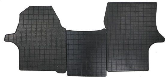Rubber matten passend voor Hyundai H350 2015- (3-delig + montagesysteem) - ZWART - Rubber