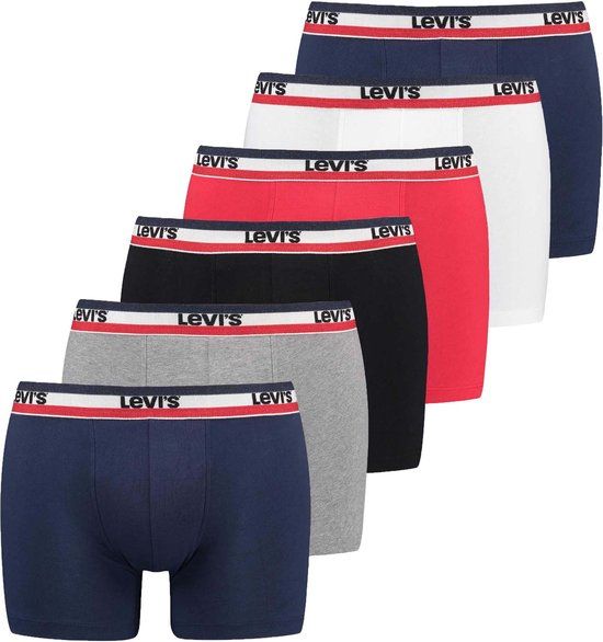 Levi's Set van 6 SOLID BASIC BOXER boxershorts voor heren - Blauw - Katoenmix - Maat S