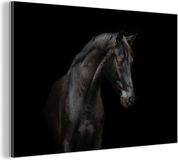 MuchoWow Aluminium Schilderij Paard - 180x120 cm - Zwart - Industrieel - Dibond