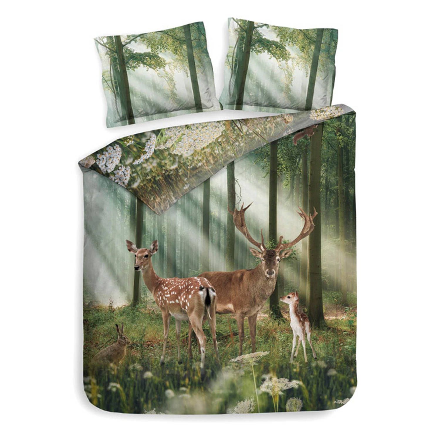 Heckett & Lane Jimmy Dekbedovertrek - Groen - 140x200/220 cm