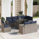 Maison Exclusive - Ensemble de meubles de jardin 9 pièces avec canapé, coussins inclus, gris, en polyrotin et bois d'acacia