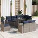 Maison Exclusive - Ensemble de meubles de jardin 9 pièces avec canapé, coussins inclus, gris, en polyrotin et bois d'acacia