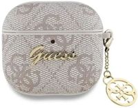 Guess Hoesje geschikt voor AirPods 4 | Premium Eco-leder en Duurzaam PC | met Charm | Robuust | Roze