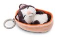 Sleutelhanger Sleeping Pets Sleutelhanger Kat zwart 8cm mand perzik licht