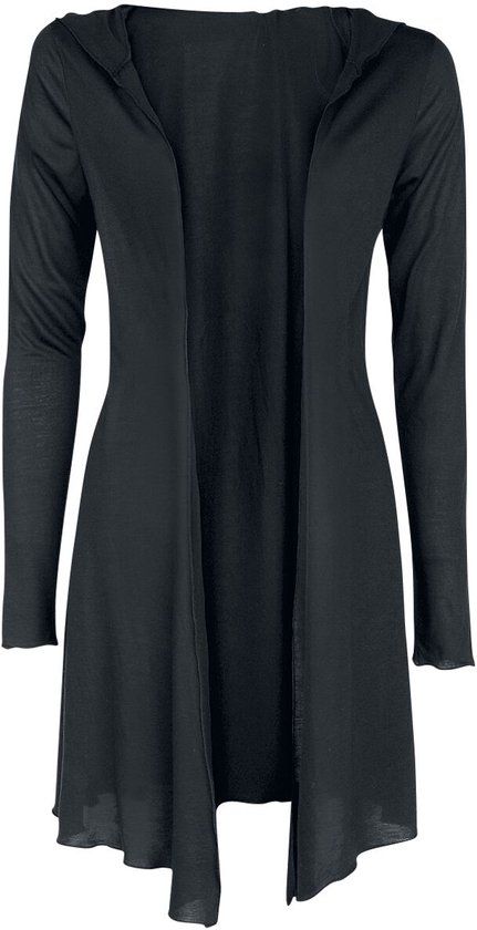 Black Premium by EMP Zwart lang vest met capuchon - Dames - L