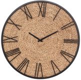 Atmosphera Wandklok Mumbai - Dia 50 cm - metaal/jute - beige/zwart