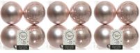 Decoris Kerstballen - 12x st - lichtroze - 10 cm - kunststof