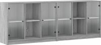 vidaXL Boekenkast met deuren 204x37x75 cm hout grijs sonoma eikenkleur