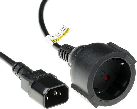 ACT Netsnoer C14 - Type F female (max. stroom 10A) zwart 0,6 m AK5219