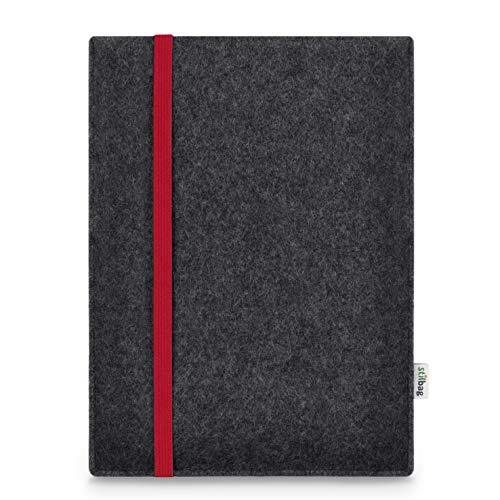 stilbag Hoes voor Apple iPad 10.2 (2020) (8th Generation) | Etui Case van Merino wolvilt | Model Leon in antraciet/rood | Tablet beschermhoes Made in Germany
