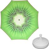 Merkloos Broekhof Vuurwerk Int. B.V. Parasol - Kiwi fruit - D160 cm - Groen - Rond - Stokparasol - Waterafstotend - UV-bescherming - Kantelbaar - Inclusief parasolvoet en draagtas