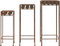 vidaXL Set de supports pour plantes - vintage - style - métal - couleur rouille - 3 pièces