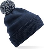 Beechfield Heren Wintermuts met gekleurde Pompon navy blauw 100% polyester