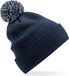 Beechfield Heren Wintermuts met gekleurde Pompon navy blauw 100% polyester