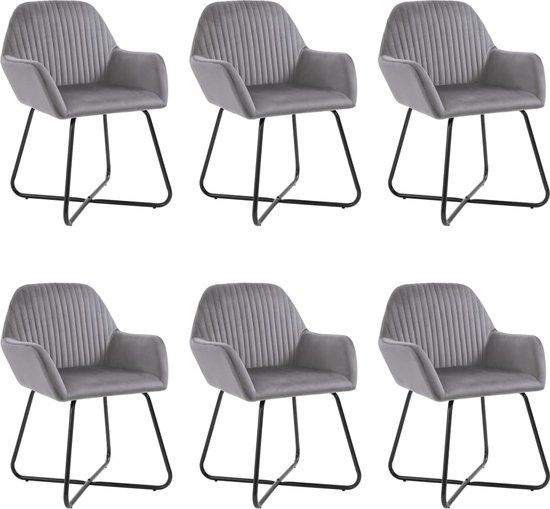 vidaXL Eetkamerstoelen - 6 stuks - Fluweel - Grijs