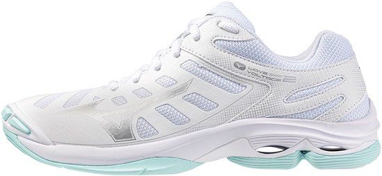 Mizuno Wave Voltage 2 Dames Volleybalschoenen Wit/Zilver/Lichtblauw Maat 40.5