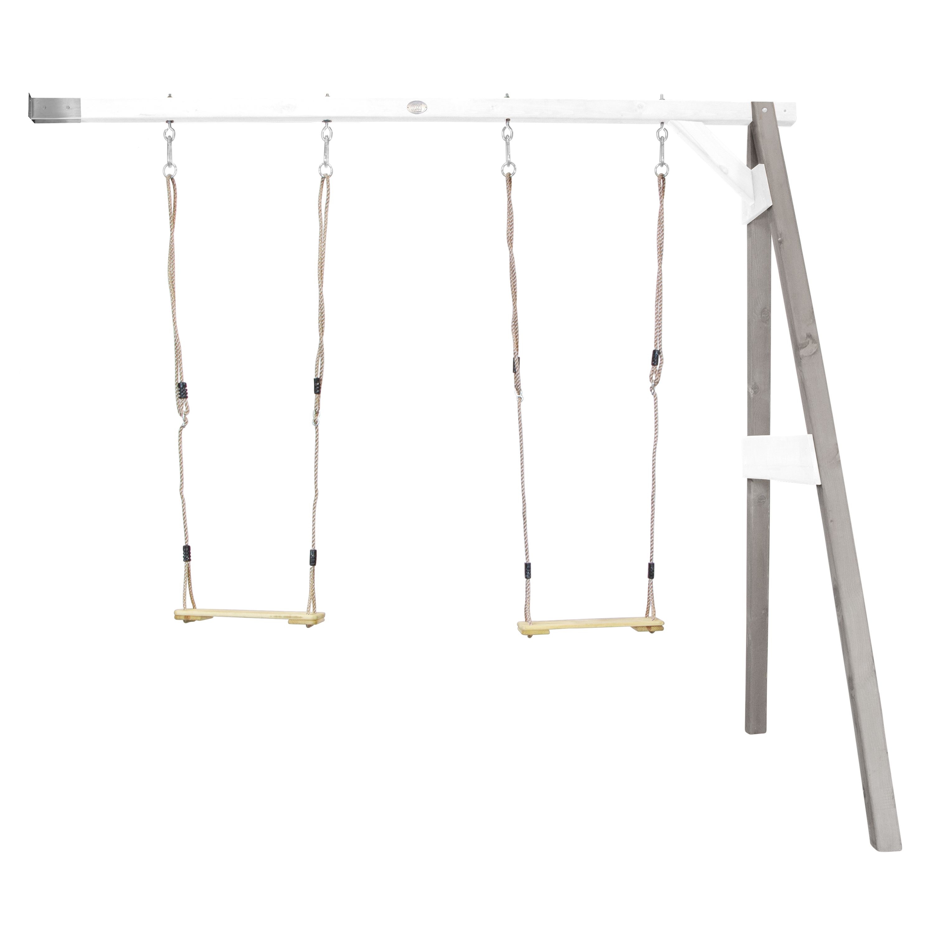 AXI Dubbele Aanbouwschommel Grijs/Wit - Hout - 207x244x160cm - Vanaf 3 Jaar