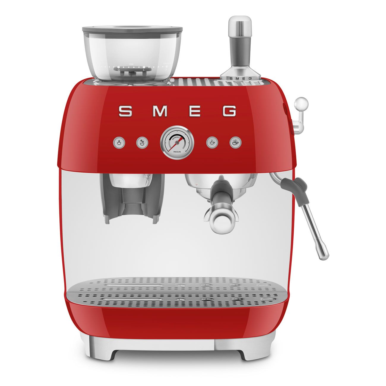Smeg EGF03RDEU Espresso Machine - Red - Manual with Built-in Grinder